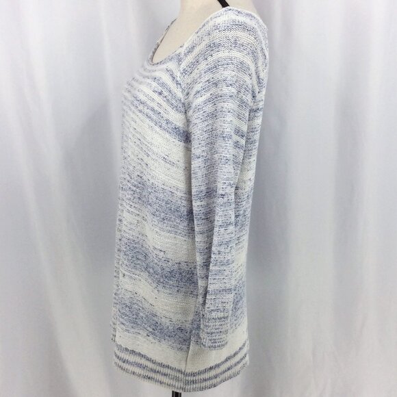 Gap Sweater Womens Size Large Blue White Marled Raglan 3/4 Sleeve - Picture 4 of 9
